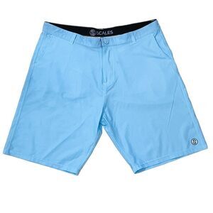 Scales Blue Performance Golf Men’s Short Flat Front Zip/Pockets Sz 40